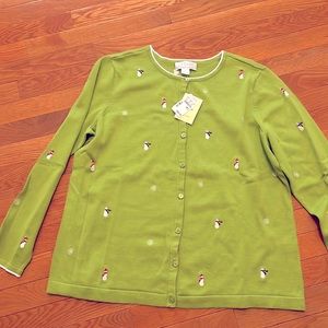 NWT CJ Banks Embroidered Snowman Christmas Storybook Sweater Size X or 14W
